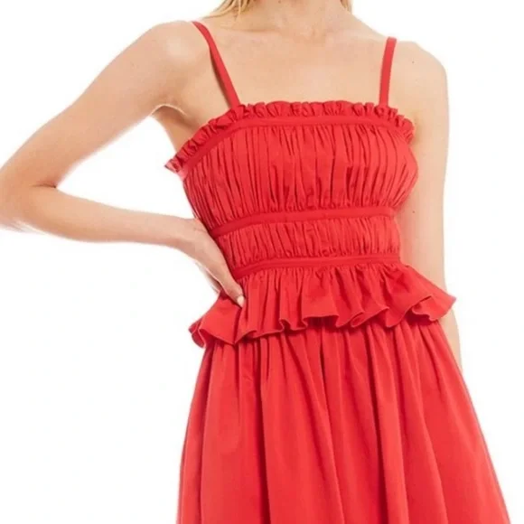 NWT Antonio Melani Taylor Stretch Cotton Sateen
Peplum Waist Dress Cherry Red - Picture 3 of 6